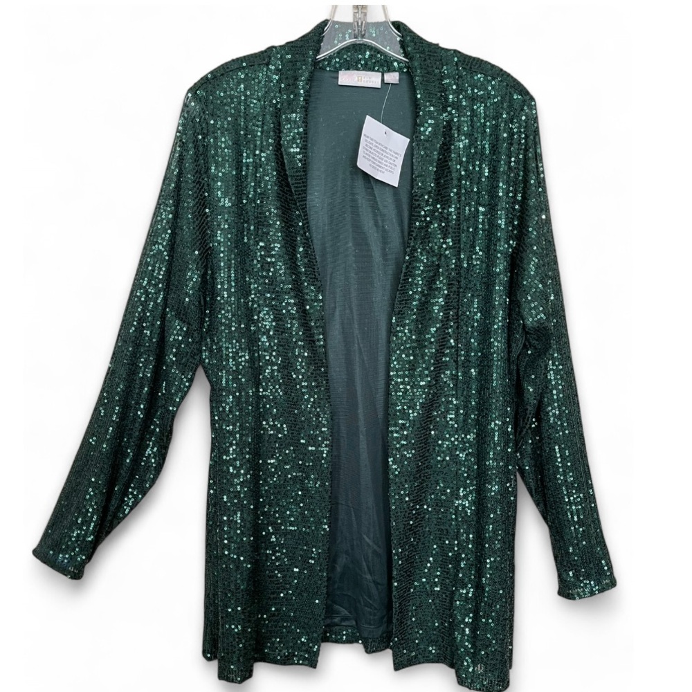 Sequin Mesh Open Front Cardigan
